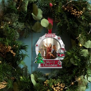 2025 Christmas Tree Ornaments Set with Picture Frame Glitter Pendant