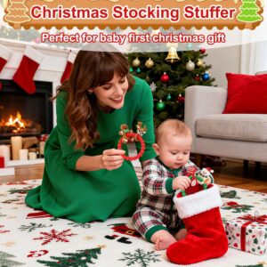 2 PCS Christmas Teething Ring Toys – Silicone Baby Teether Chew Toys for Newborns, Infants, and Toddlers