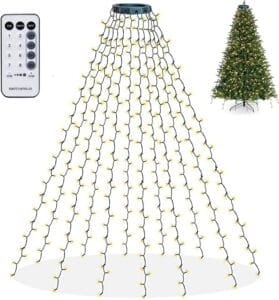 Dazzle Bright 448 LED Waterfall Christmas Tree Lights in Warm White with Remote Control
