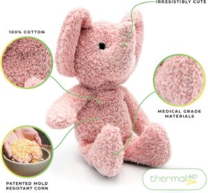 Thermal-Aid Zoo Mini Tiny The Elephant plush hot and cold pack for kids with natural corn filling