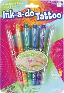 Toysmith Ink-a-Do tattoo pens for kids creating washable temporary tattoos on arms