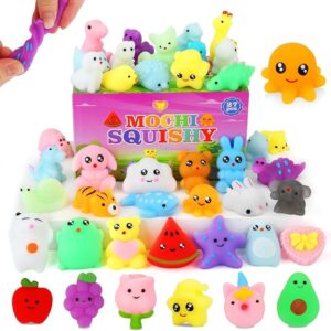 “27pcs mochi squishy toys mini kawaii sensory fidget set for kids party favors and classroom prizes”