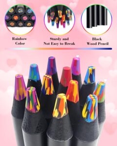 12 rainbow colored pencils for kids classroom Valentine’s Day gifts and party favors