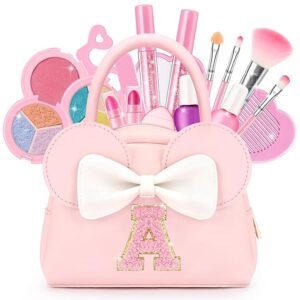 Kids Real Makeup Kit with 18 pieces and personalized purse for girls