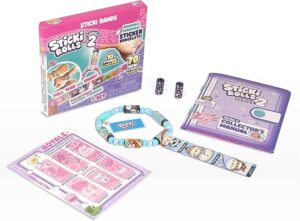 STICKI ROLLS Sticki Bands Series 2 Blue wearable sticker bracelet with mini collectible stickers for kids